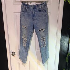 American Eagle Outfitters Light Blue Distressed Ankle Jeans